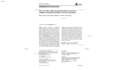 Fate of metallic engineered nanomaterials in constructed wetlands: prospection and future research perspectives